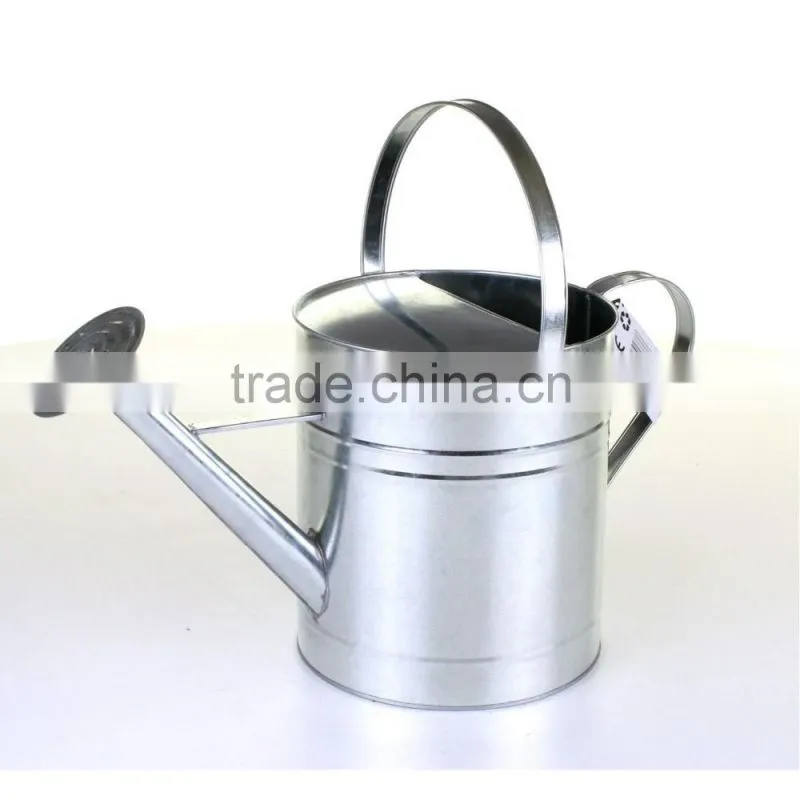 Metal Galvanised Steel Watering Can 9 Litre Garden Water Plants Green Cream Galvinised (Silver)