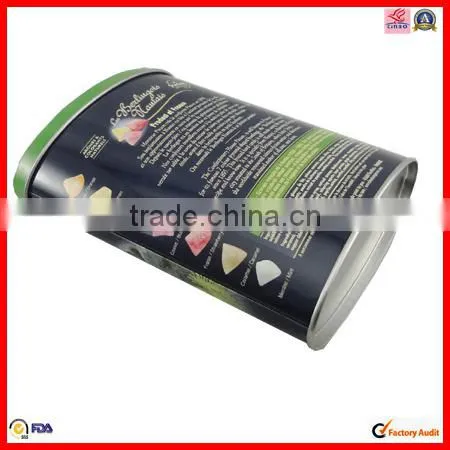 high quality oval shape custom coffee tin box