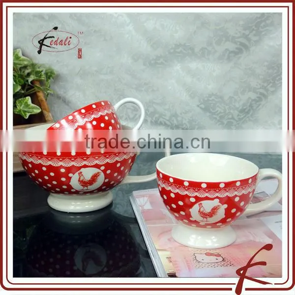 new fashion mustache design durable porcelain soup bowl set of 4
