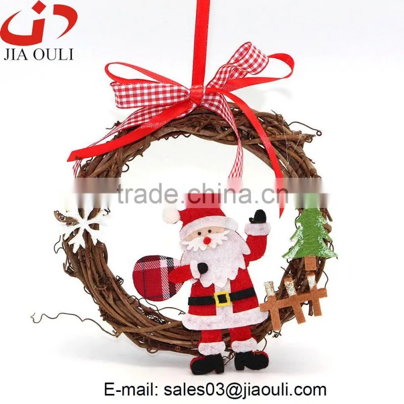 Hot sales cheap with ribbon Christmas decorations rattan snowman wreath