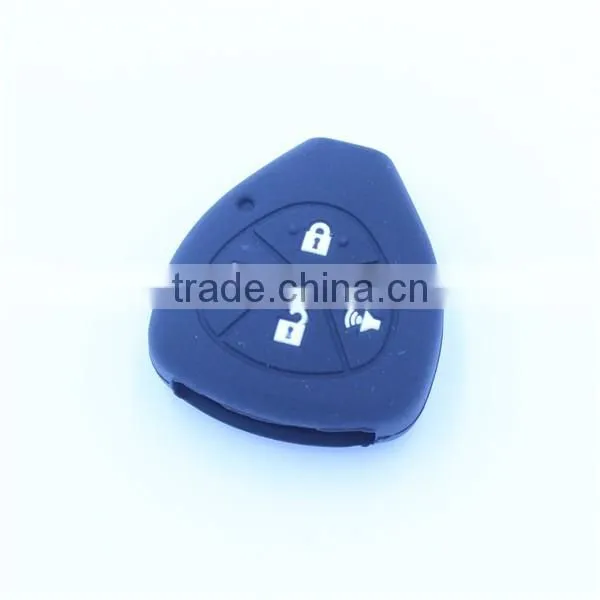 Triangle shaped Silicone car key shell with led light hole. fob key case for toyota 4 buttons