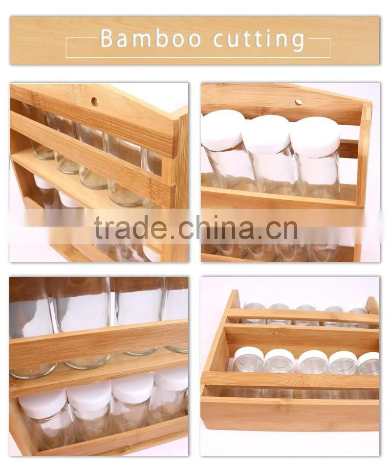 Aonong bamboo flavoring jar display rack/ bamboo castor rack/ spices bottle holder