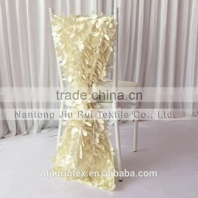 35cm*200cm 3D Taffeta Chiavari Chair Sash 20PCS A Lot Free Shipping (Purple Wafer & Cream Leaf Shape) 2 Style Can Be Choose