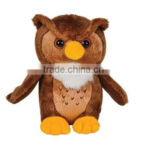 Kids soft stuffed owl toy brown standing OEM plush owl