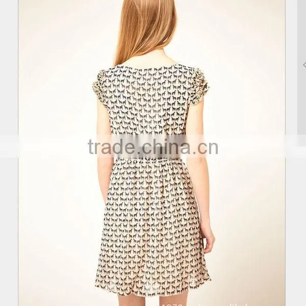 puff sleeve printed fawn cultivate one's morality summer women dress