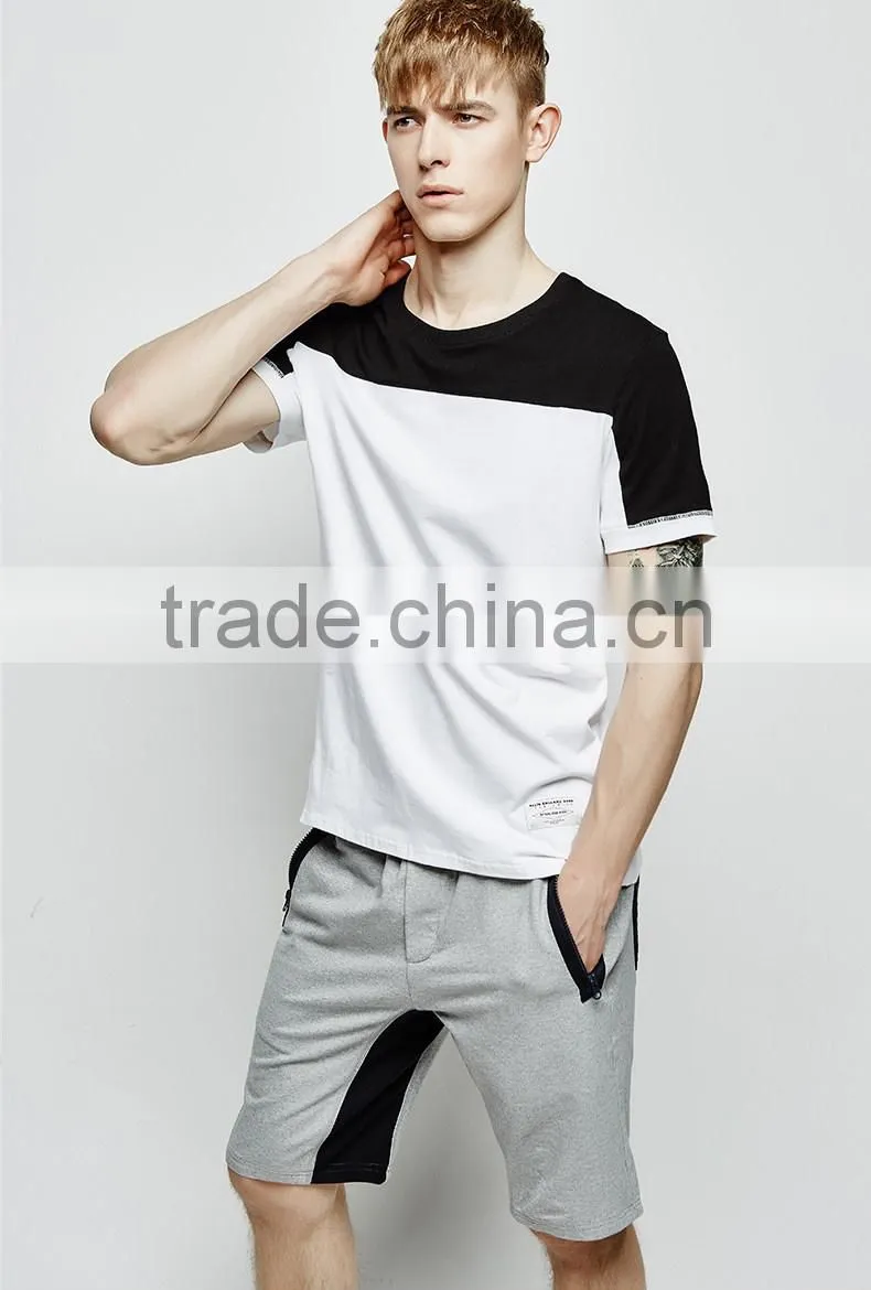 2015 Men's Cotton Jersey T-shirt Contrast color T-shirt high quality color combination tshirt