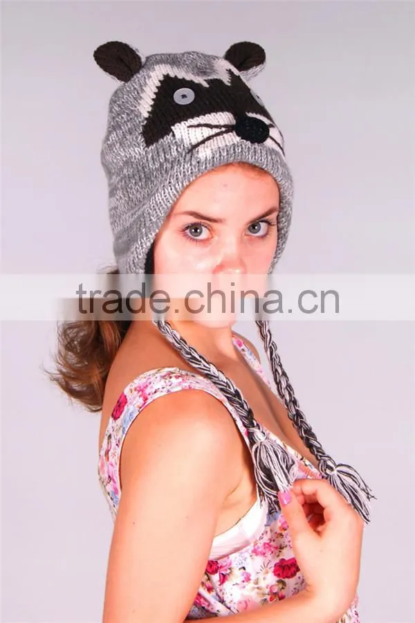 Fashion unisex slouch crochet cat knitted beanie hat