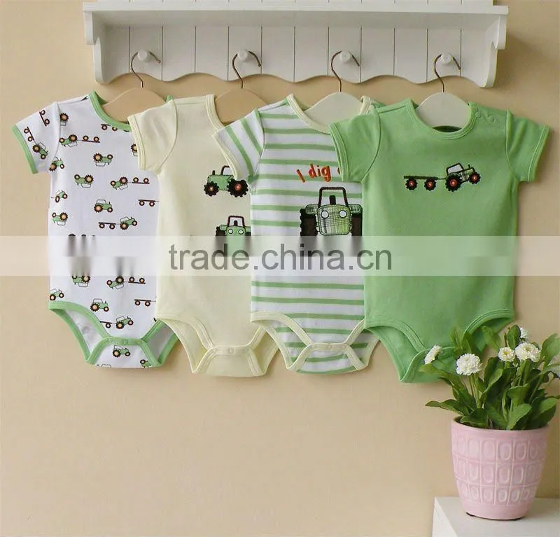 mom and baby 2012 summer baby clothing 100% cotton embroider short sleeve bodysuit