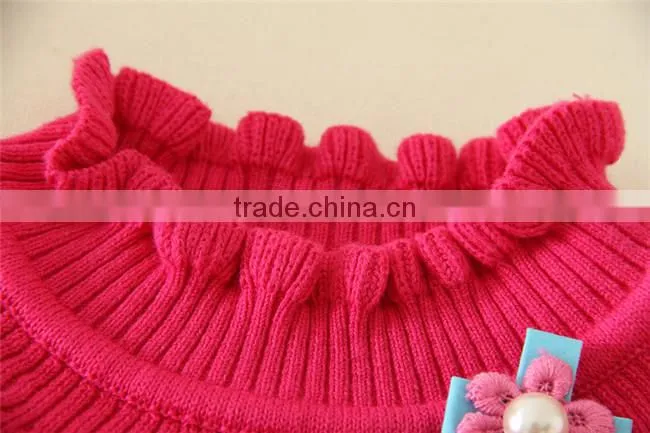 Hot New Products sweaters high Quality Glassic rose red Children Sweater appliqued girls sweaters
