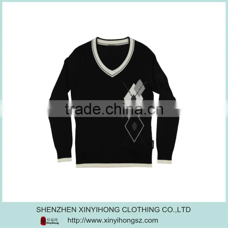 Wholesales Color Combination Casual V-Neck Cotton Golf Knitwear