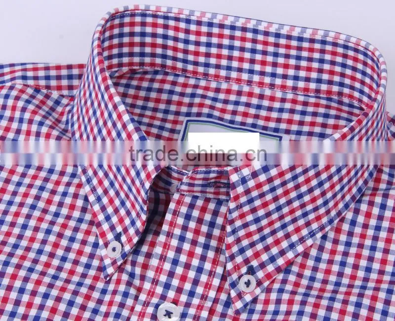 2017 two colors check men's long sleeve button down collar shirt