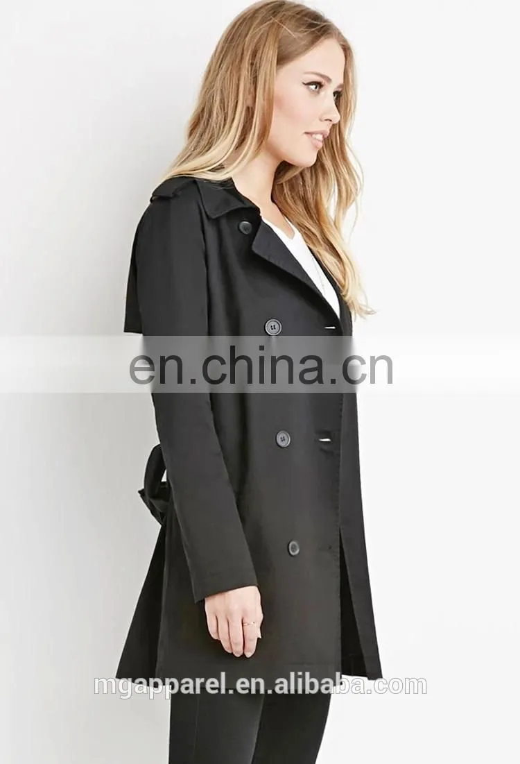 fashion high quality long sleeves double breasted women trench coat wholesale