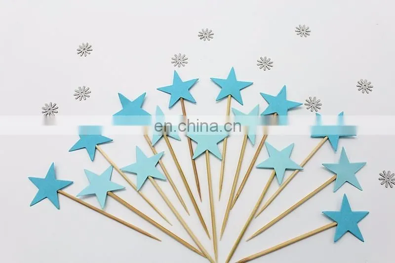 Blue Stars Cupcake Topper Birthday Party Cake Decorations