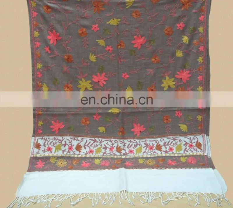 All over embroidered pure wool pashmina shawls