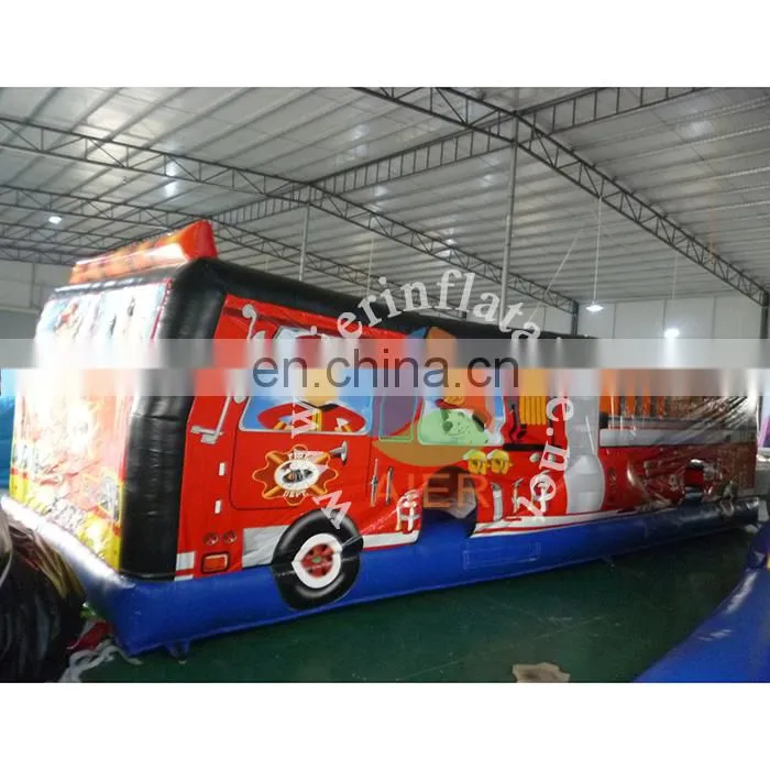 2017 newest infaltable bouncer for kids and adults/Giant fire truck castle house inflatable jumping castle house