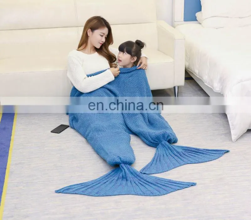 Women acrylic sleeping bag children mermaid tail blanket