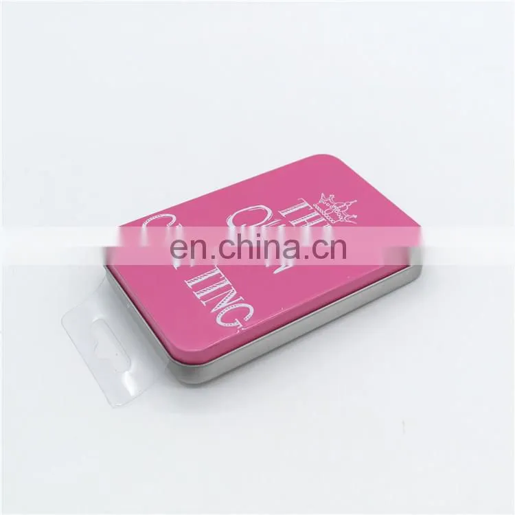 Custom rectangular colored name gift card packaging metal case tin box