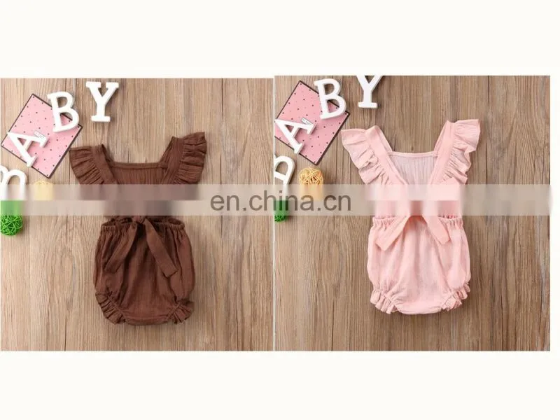 Lovely Romper Sleeveless Summer Linen Ruffle Baby Romper