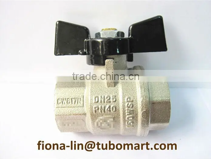 brass butterfly ball valve of CW617N with butterfly handle