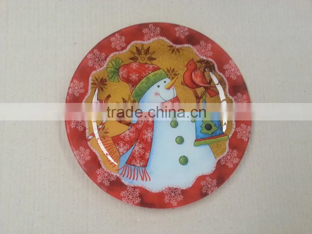 High quality Decal Glass Plate for Christmas