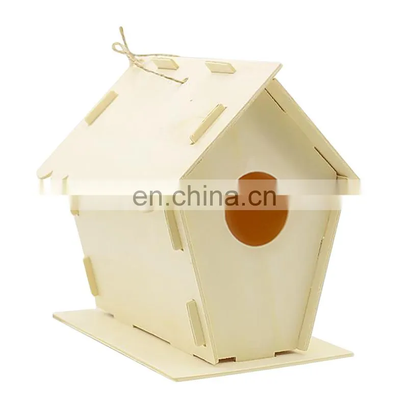 Wooden DIY unfinished birdhouse Wood Toys Bird House For Kid Children Education for outdoor