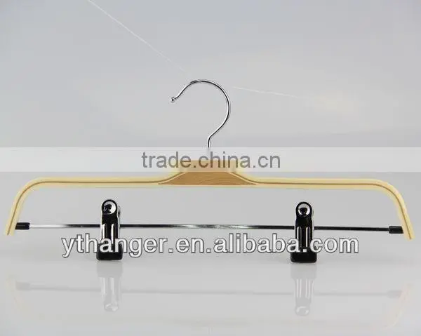 LW038 Plywood hangers natural short dress hanger with clips