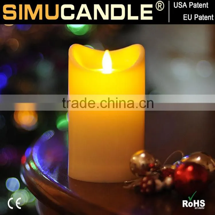 Fancy Design Moving Flame Wick LED Candle with Timer, with USA and EU Patent