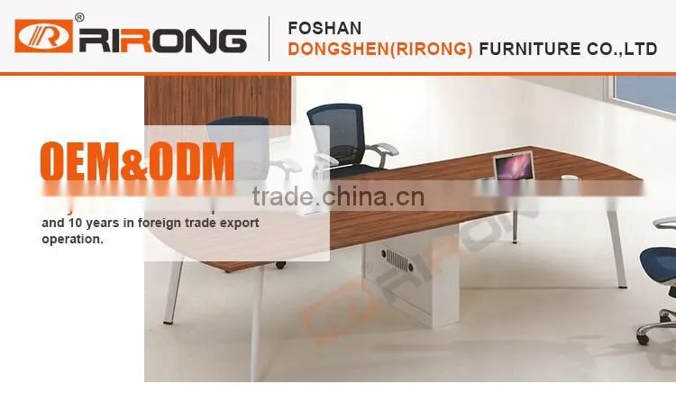 Modern office furniture walnut veneer long meeting conference room table with collecting line box design