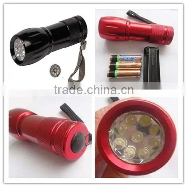 metal 9 led pocket torch