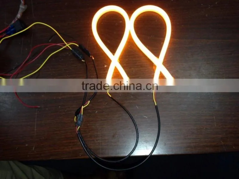Fleixble 45cm/60cm/90cm White Yellow COB LED DRL Lights for Auto headlights