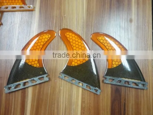 SUP Surfboard Boards Fins Future Fins Honey & Carbon Orange Fins Transparent