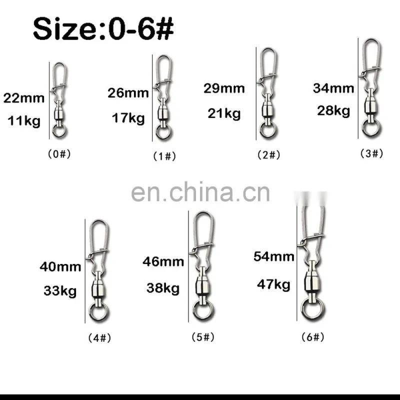 JOHNCOO Wholesale Bulk 0# 1# 2#3# 4# 5# 6# Stainless Steel Fishing Ball Bearing Rolling Swivels Fishing Accessory