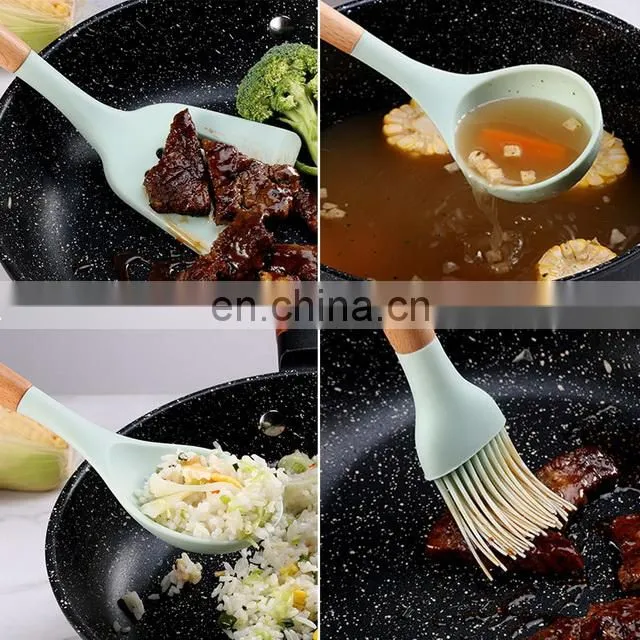 Amazon Best Seller 12 In 1 Set Silicone Cooking Tools Kitchen Utensils Set With Wooden Handle