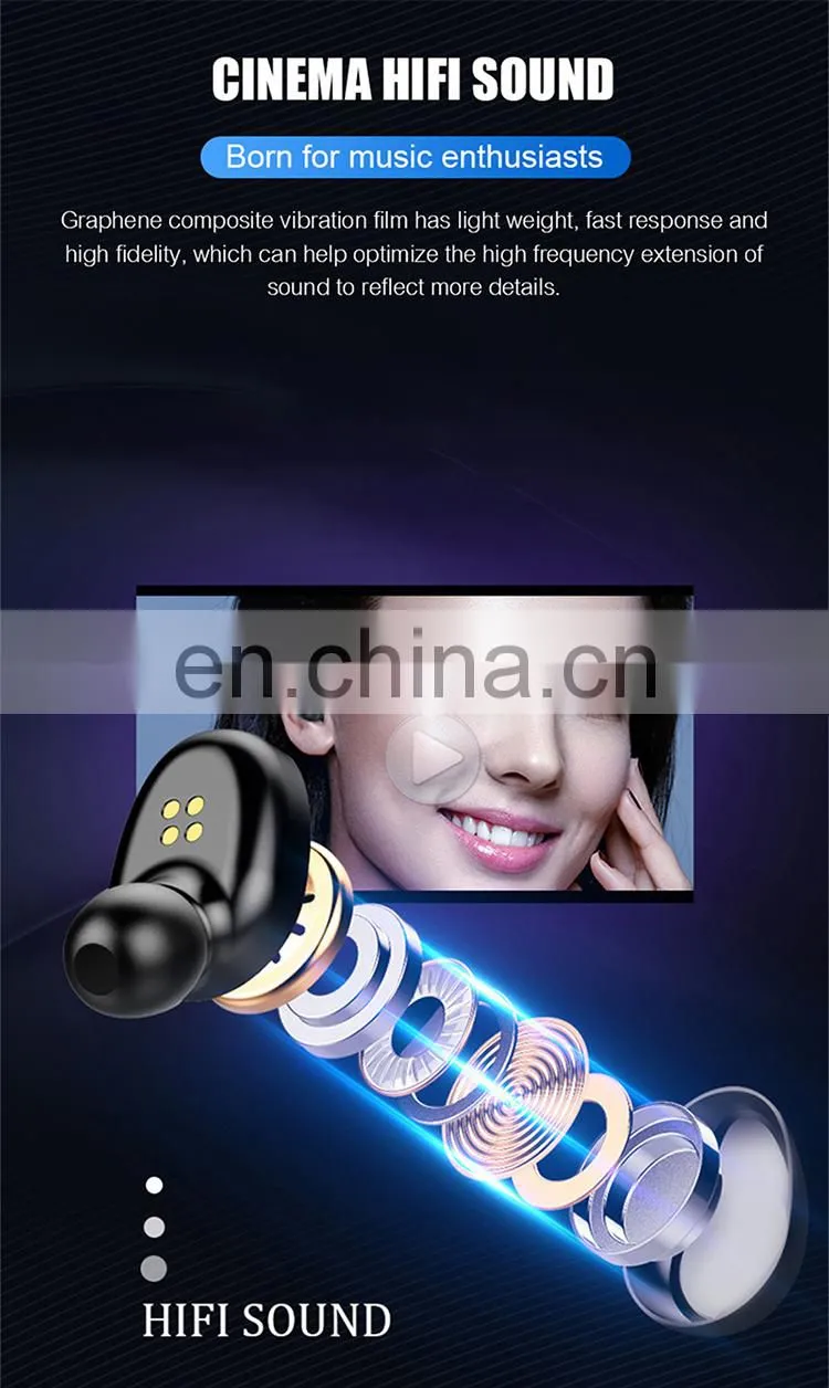 2000mAh Touch F9 9D Stereo BT5.1 True Wireless Headphones Headset Earbuds LCD Waterproof Noise Reduction Wireless Earphone F9