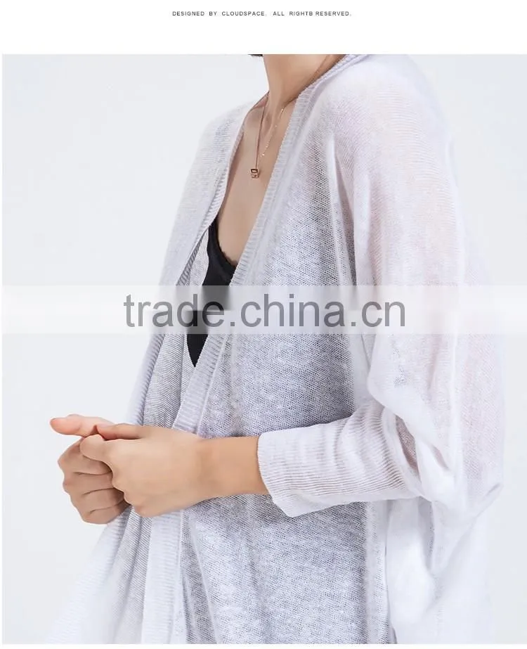Summer Korean style slim looking bat sleeve linen sweater cardigan air conditioning sunscreen flax shirt for women