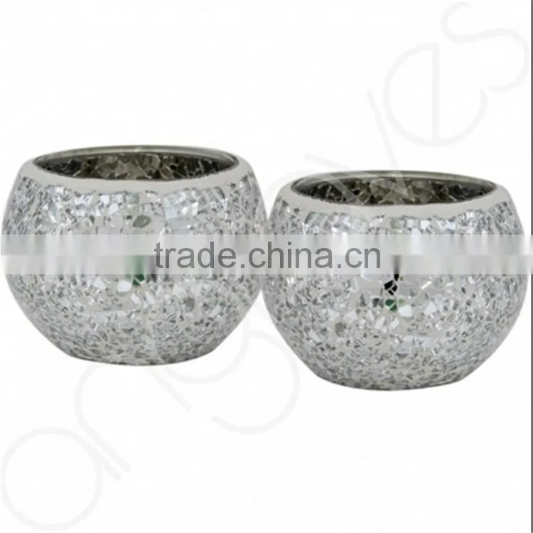 Handmade European style Mosaic Candle Holders Glass Candlestick & Romatic Candle Cup & Glass Vasw For Wedding Decoration