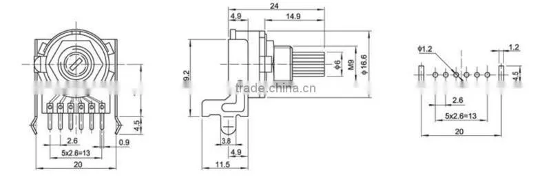 Universal rotary 50k potentiometer