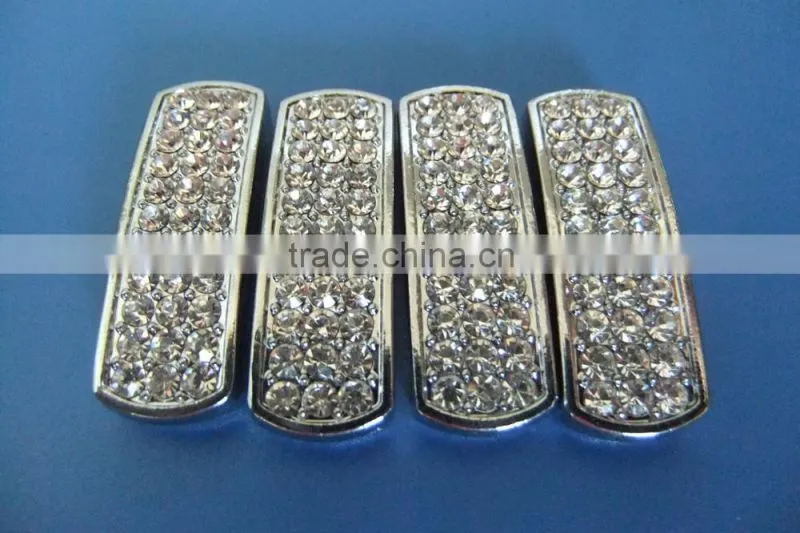 10mm Many Rhinestones Pane Rectangular Block Shape Slide Charms