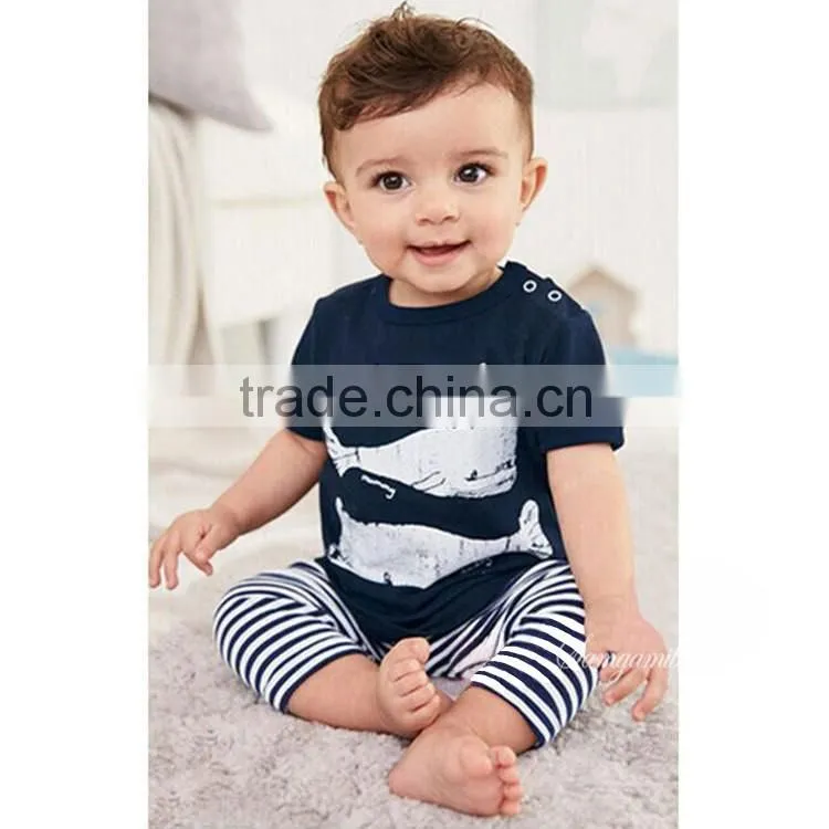 Hot Sale Baby Boy Outfits Summer Clothing Set 100% Cotton Casual Wearing Cartoon Printed Clothes Sets