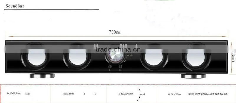 Wooden sound bar with Bluetooth/USB/SD