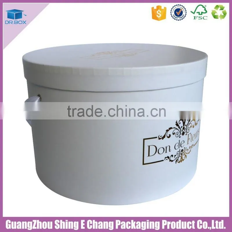 2016 High quality luxury white and black rigid paper rose hat box/flower box