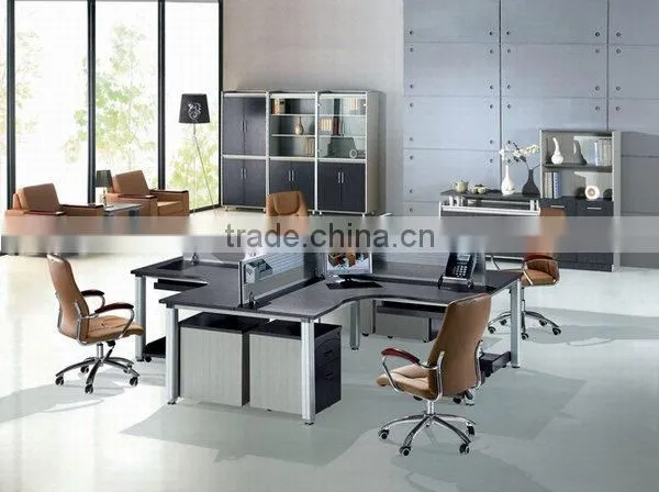 Modern 4 person cross workstation,cross steel frame office partition ( SZ-WS006)