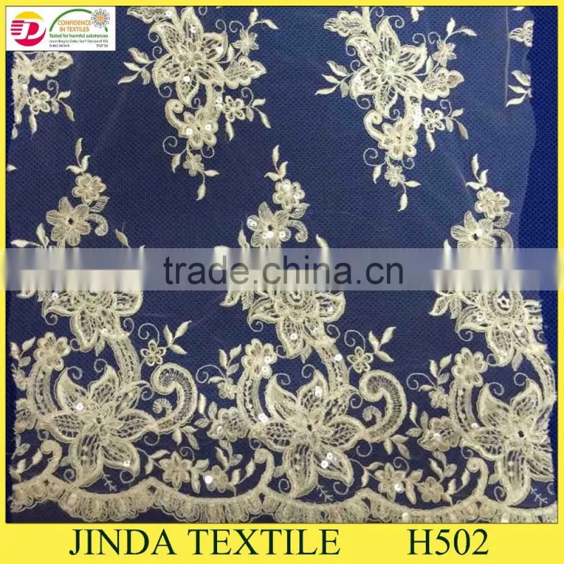 2015 High Quality Embroidery Wonderful Style French Lace Fabric for wedding dress