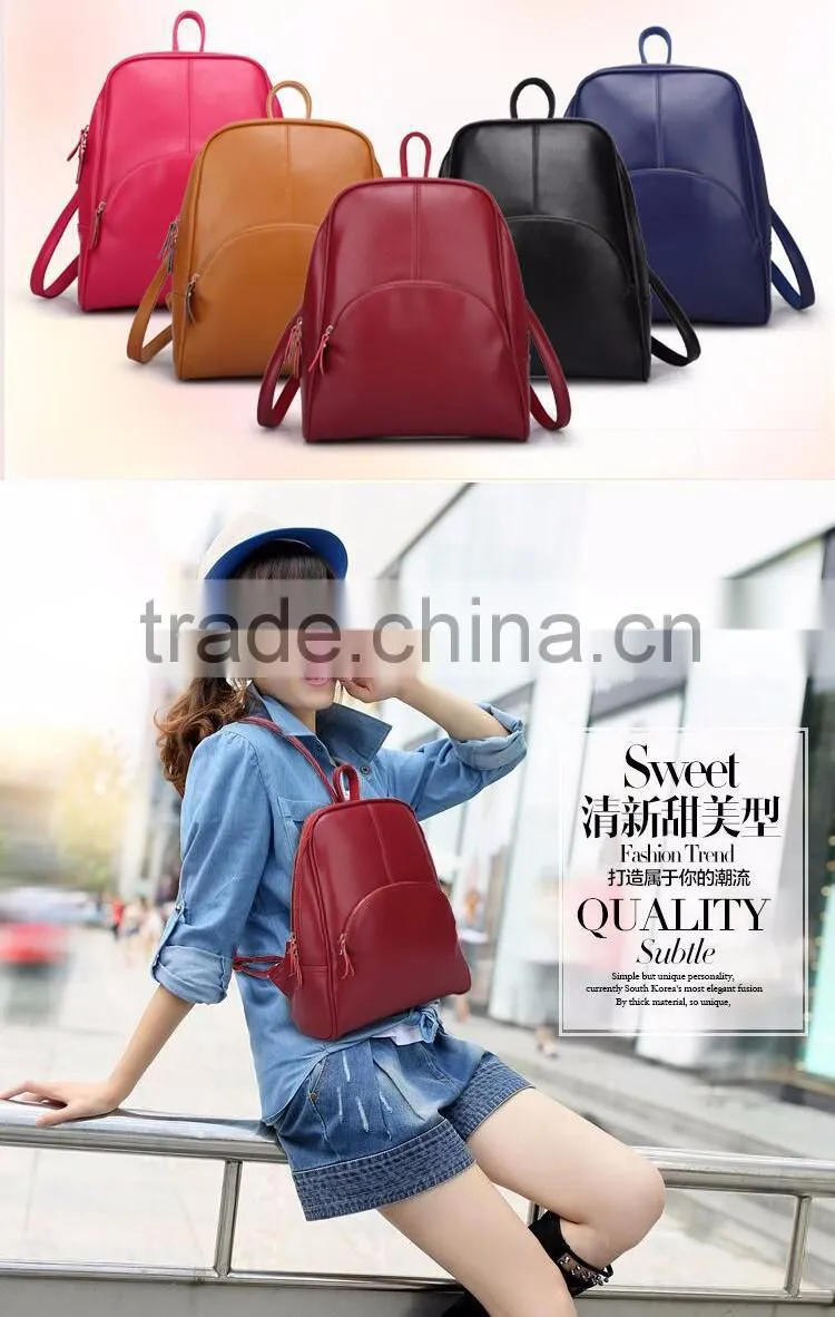 PU leather new fashion backpack multi candy pure colors shoulder bag