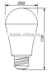 A60 SMD long bulb 12W E27 bulb Alu housing with PC cover high brightness