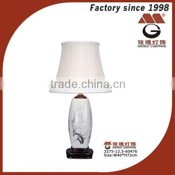 linen shade of white ceramic table lamp
