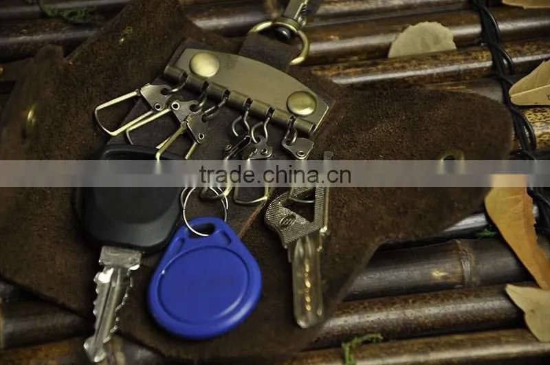 European retro leather compact key holders bag