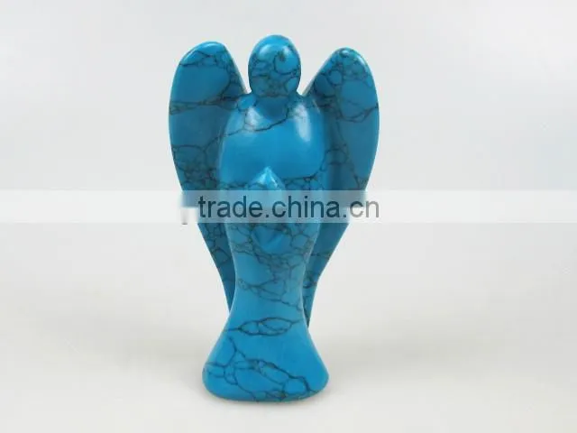 carved gemstone angels Blue Turquoise with Matrix Angel