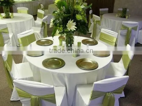 Graceful white visa polyester table cloth for banquet