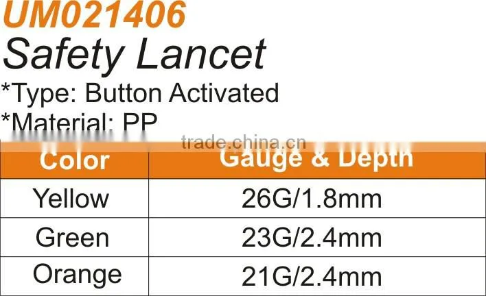 Single Use Safety Disposable Blood Lancet